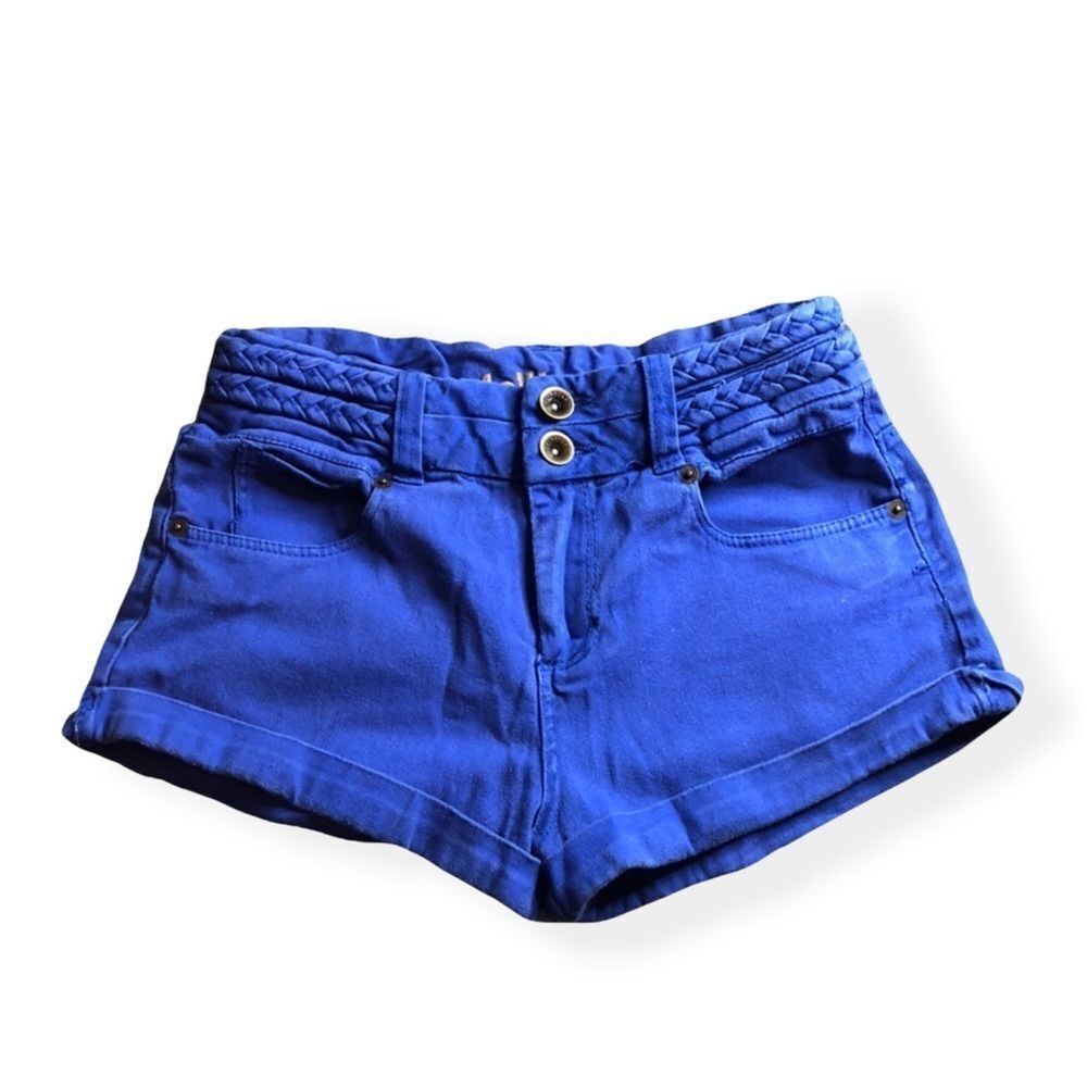 DOLLHOUSE blue braided belt skater shorts